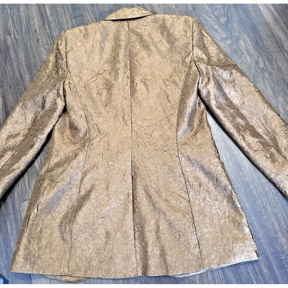 Donna Karan New York Women's Textured Metallic One-Button Blazer Bronze Brown 0 - Picture 9 of 13